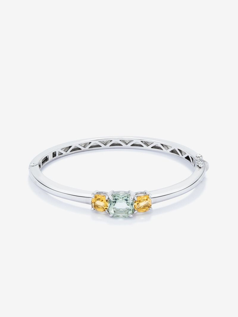 925 silver bracelet with green amethist in 2.47 cts and citrines in 1.62 CTS Cushion size Cushion image number 0