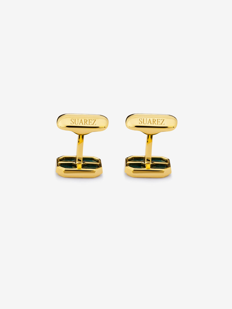 18K yellow gold cufflinks with 6.7 ct green malachite image number 2