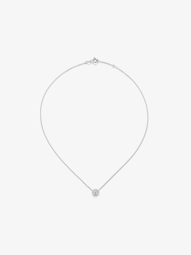 18K white gold chain pendant with solitary diamond and diamond urla image number 0