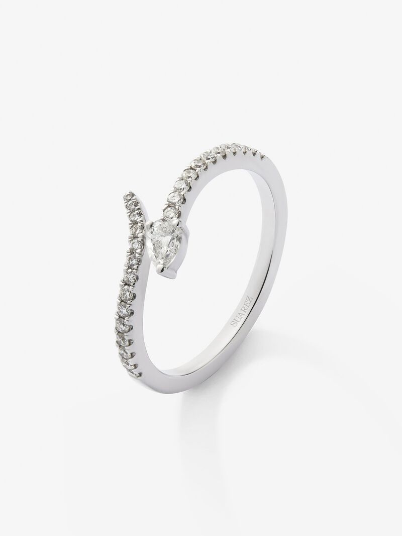 You and me ring in 18K white gold with a pear-cut diamond of 0.14 cts and 25 brilliant-cut diamonds with a total of 0.17 cts image number 0