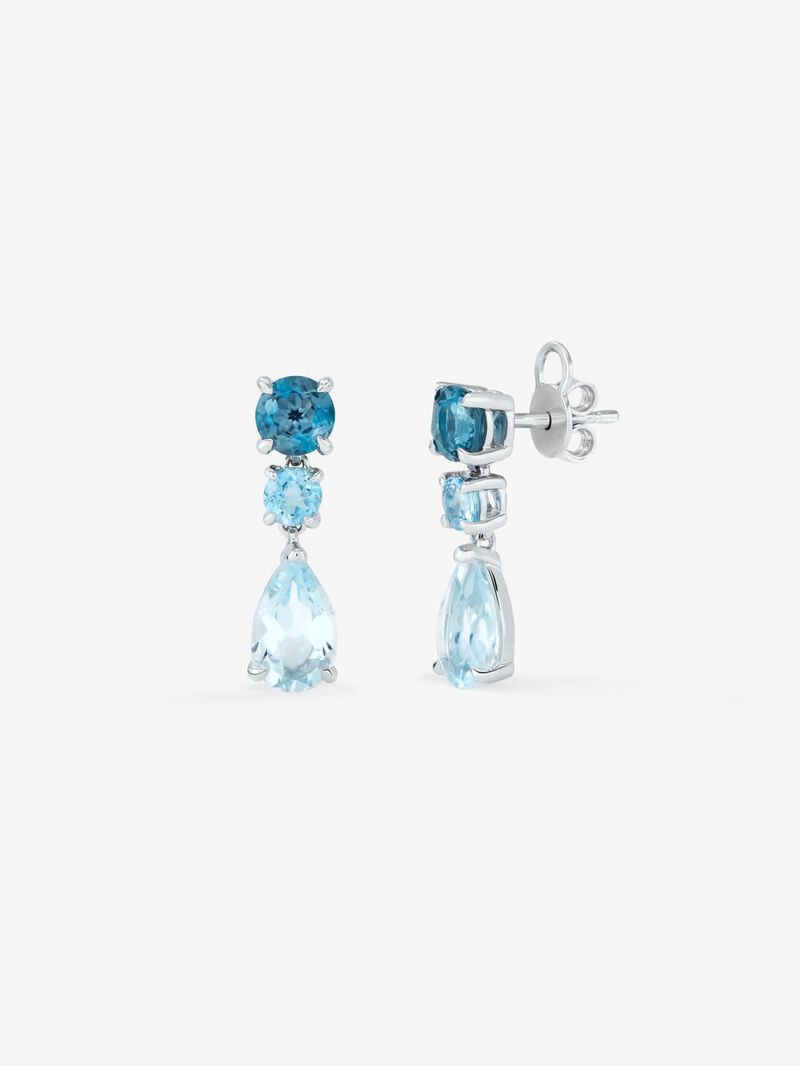 Long 925 silver earrings with topaz. image number 0