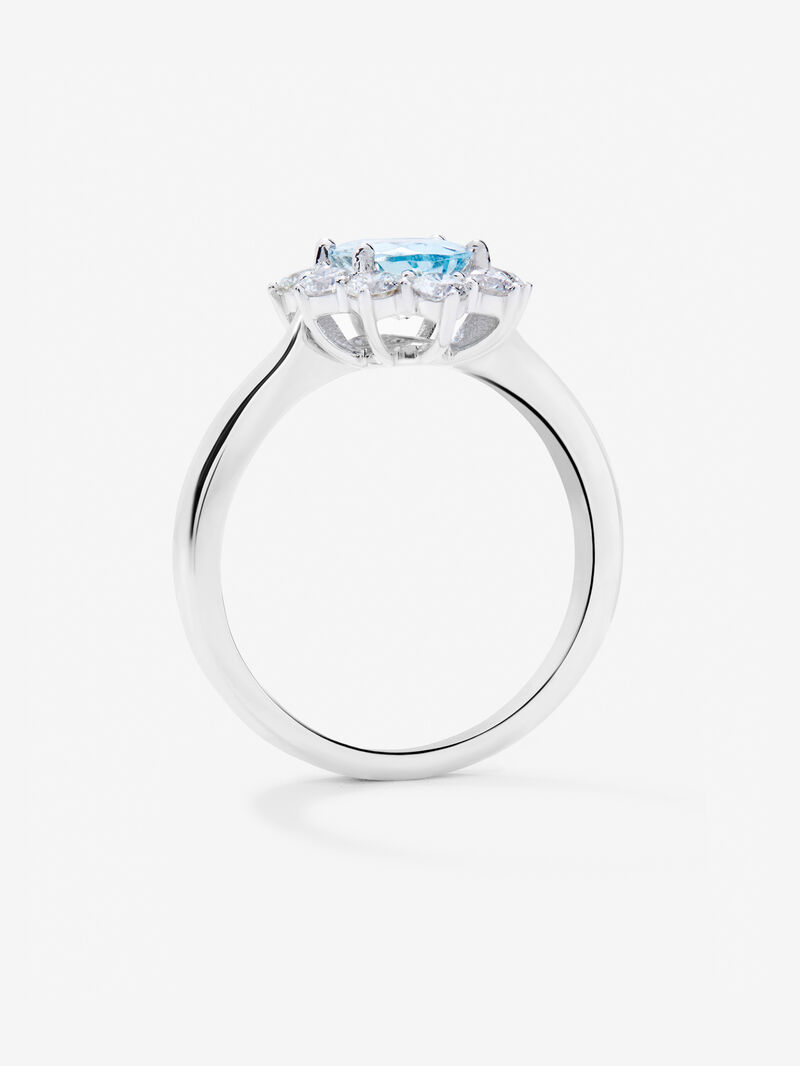18K White Gold Ring with Aguamarine in 2.26 cts and white diamonds in bright size image number 4