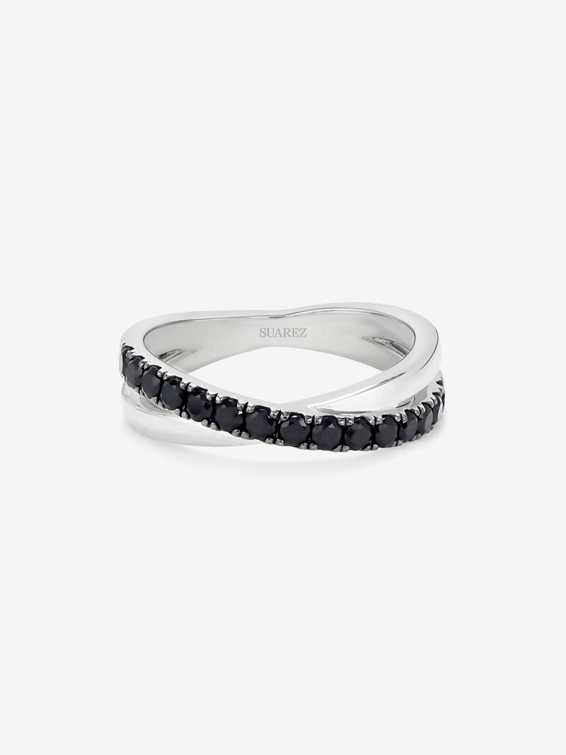 925 silver cross ring with 15 brilliant-cut black spinels image number 2