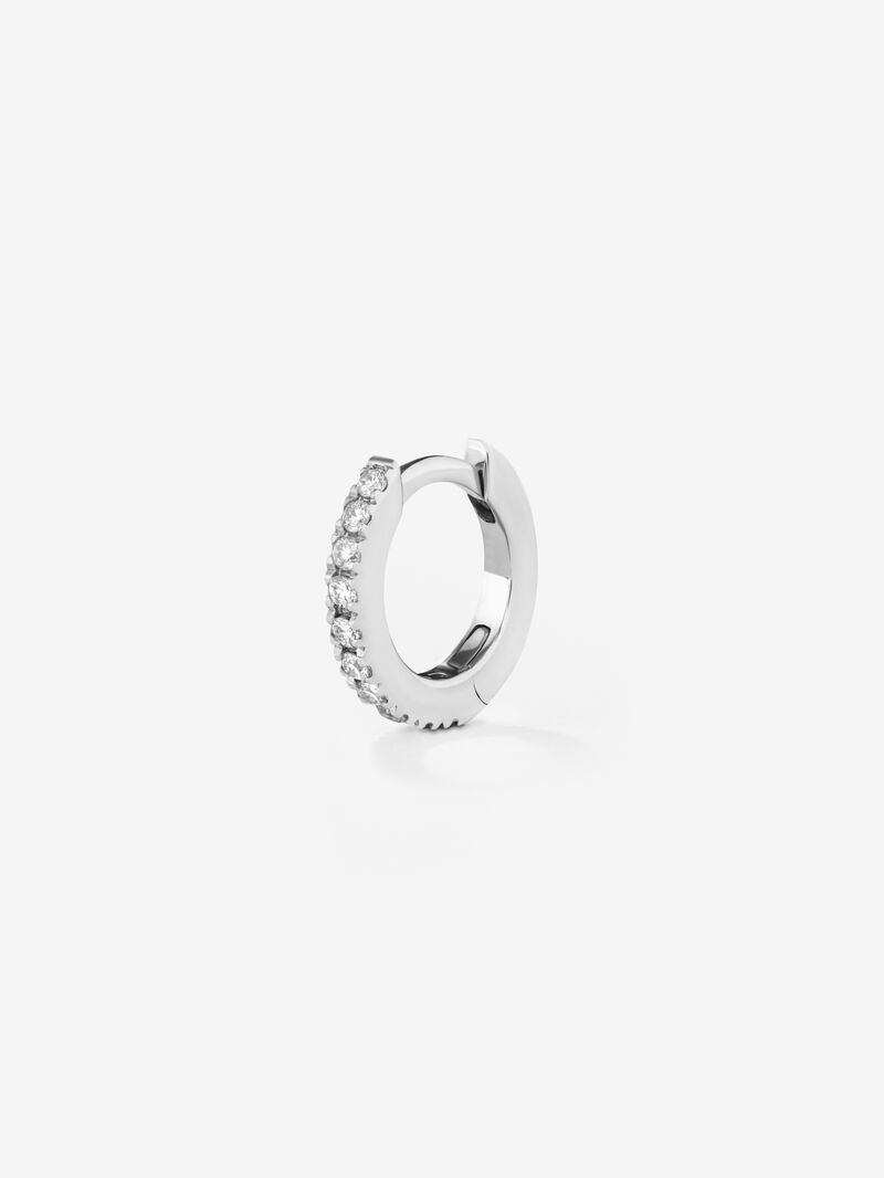 Individual 18K white gold hoop earring with diamonds image number 2