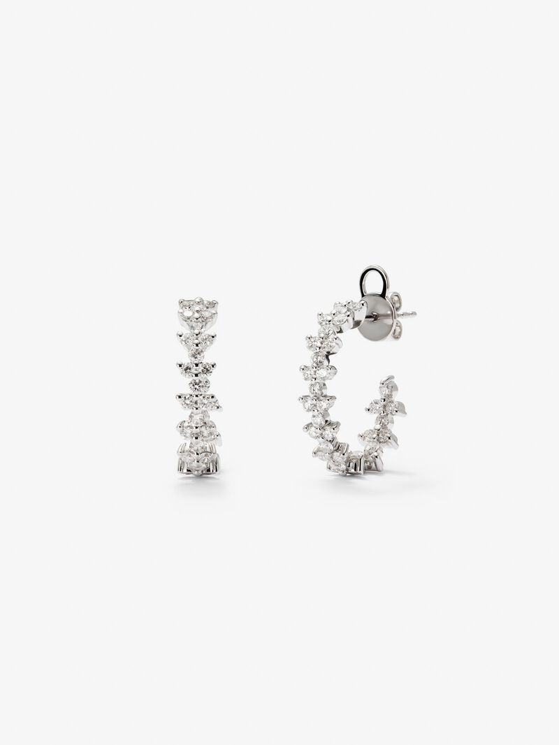 18K white gold hoop earrings with 66 brilliant-cut diamonds with a total of 1.01 cts image number 0