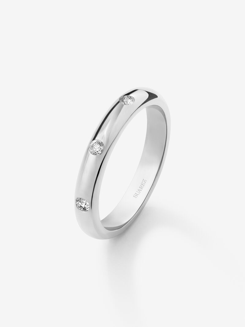 18K white gold ring with 3 brilliant-cut diamonds with a total of 0.09 cts image number 0