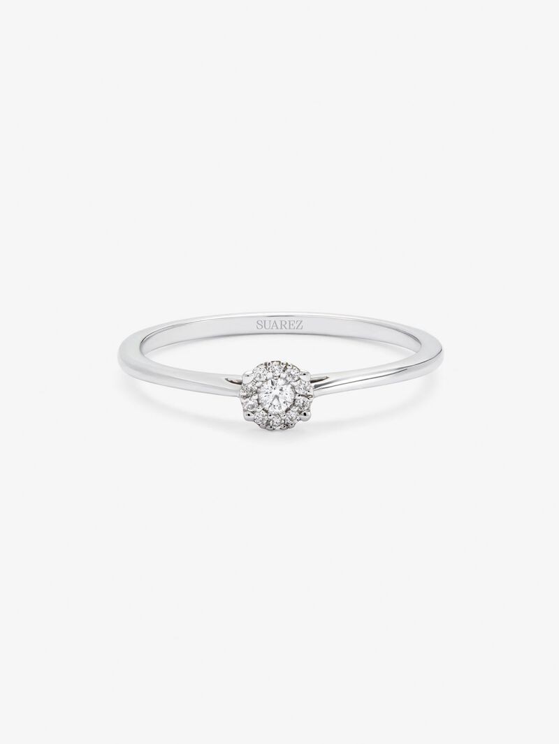 18K white gold ring with 11 brilliant-cut diamonds with a total of 0.06 cts image number 2