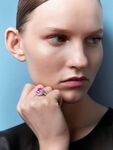 Anillo de oro blanco de 18kt con zafiro rosa oval de 4,49cts y diamantes, SO22069-OBDZR_V