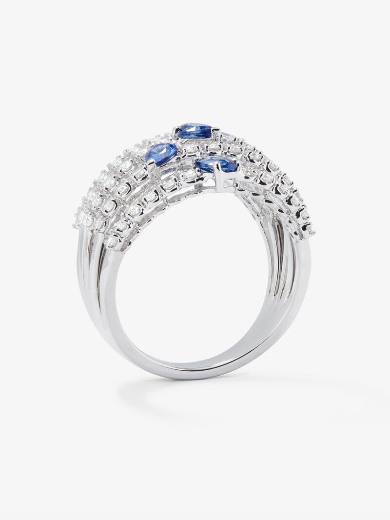 You and me ring in 18K white gold with 5 pear-cut blue sapphires with a total of 1.13 cts and 60 brilliant-cut diamonds with a total of 1 cts image number 4