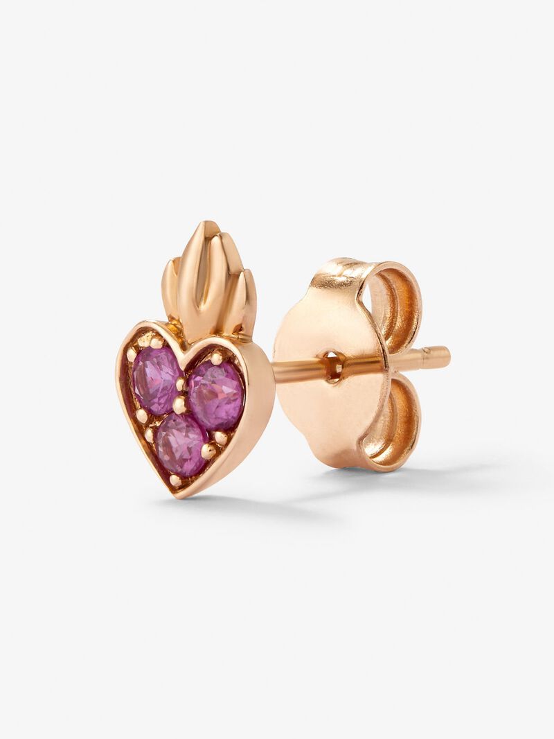 Individual 18kt rose gold heart pendant with 0.14cts pink sapphires. image number 2