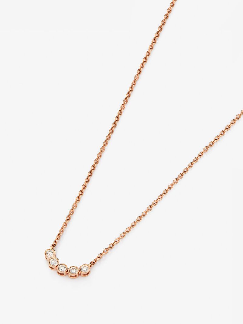 18K rose gold necklace with 5 brilliant-cut diamonds with a total of 0.07 cts image number 2