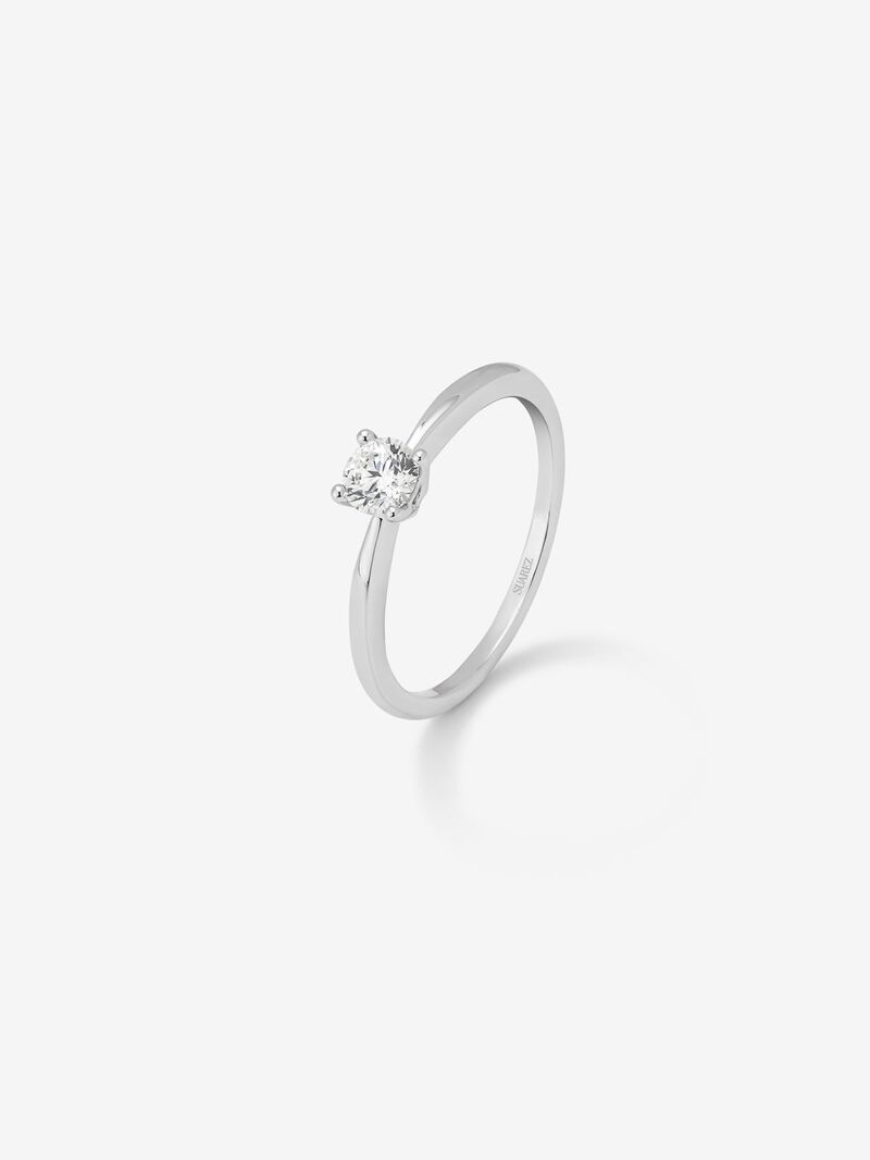 18K white gold solitaire ring with 0.3 ct brilliant cut diamond image number 0
