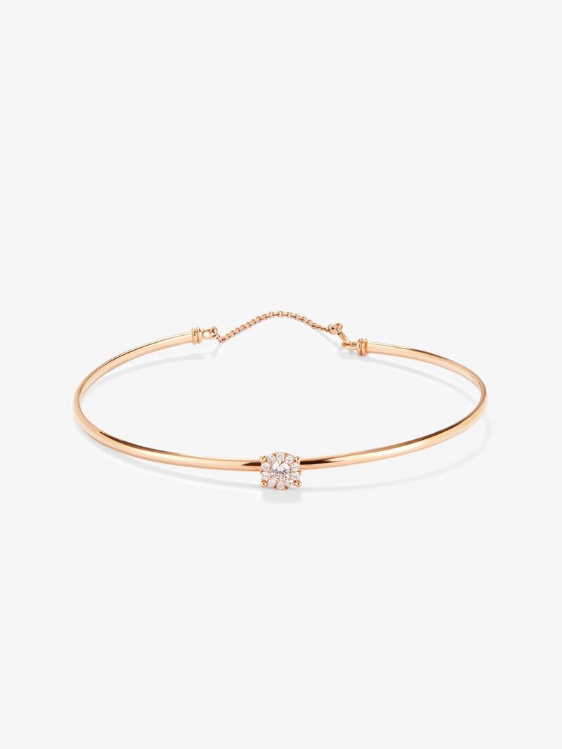 Rigid 18K rose gold bracelet with 11 brilliant-cut diamonds with a total of 0.21 cts image number 0