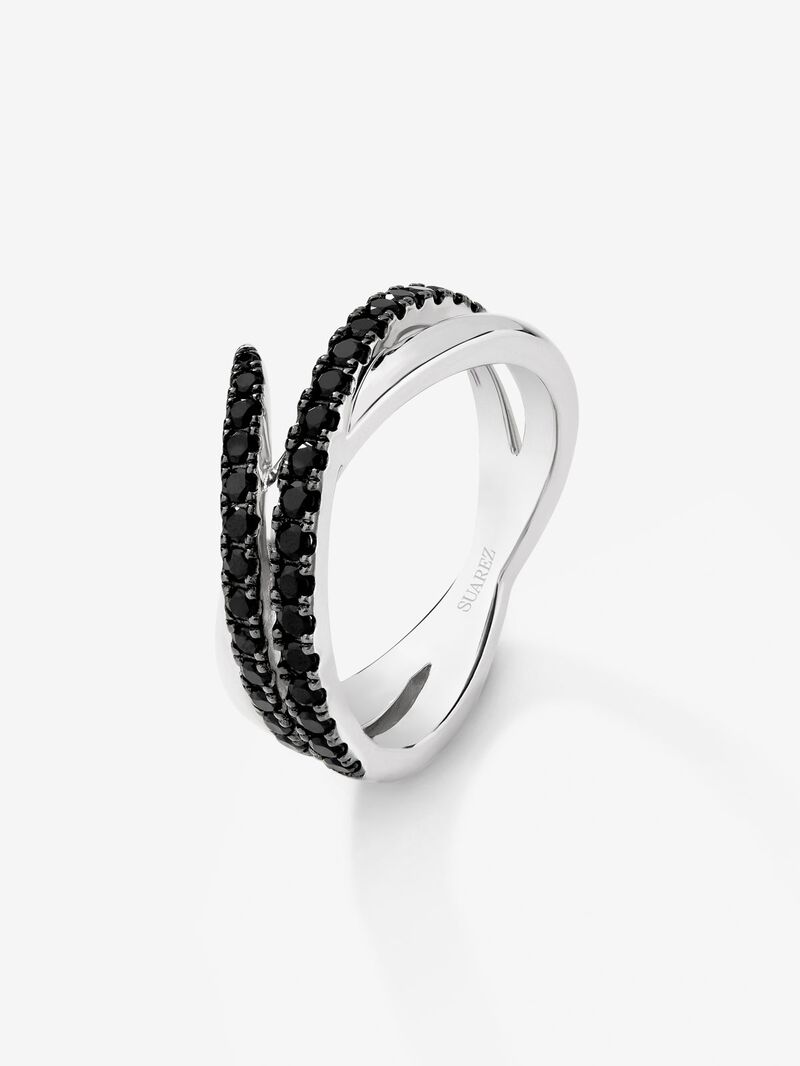 925 silver multi-arm ring with 32 brilliant-cut black spinels image number 0