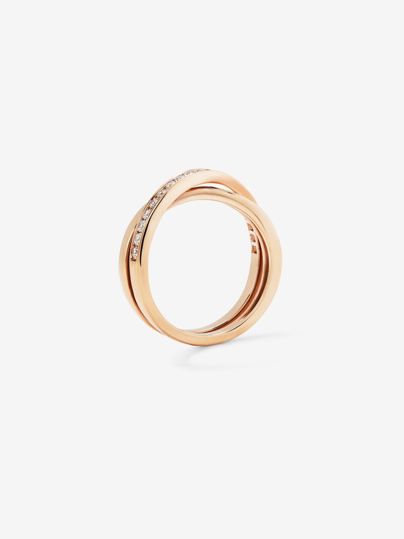 18K Rose Gold Crossed Ring with Diamonds image number 4