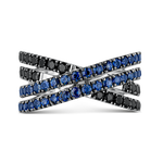 Anillo Argento zafiros azules 1,46 quilates y espinelas negras 1,46 quilates, SO18029-AGZESP