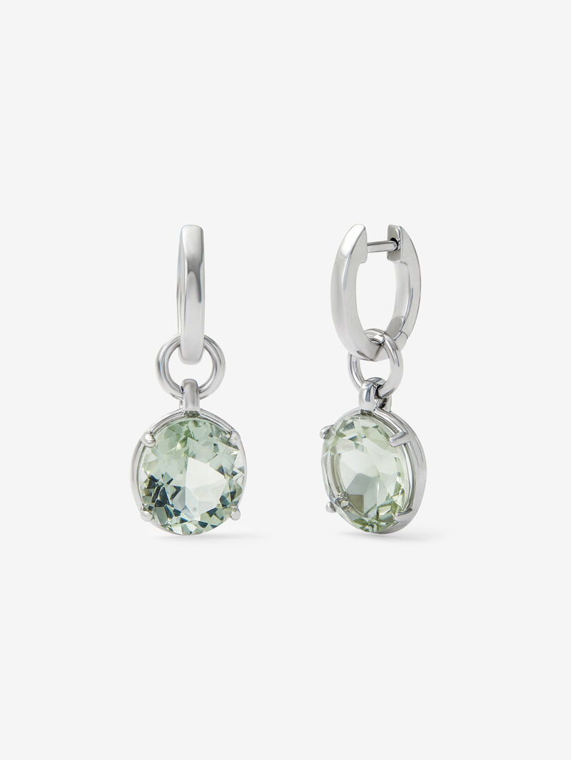 925 silver earrings with 2 oval-cut green amethysts of 5.9 cts image number 0