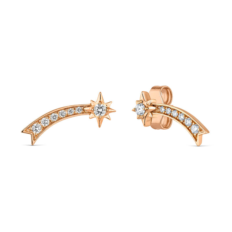 Single Orion star earring in 18kt rose gold with 0.05ct diamonds, PE21045-ORD_V