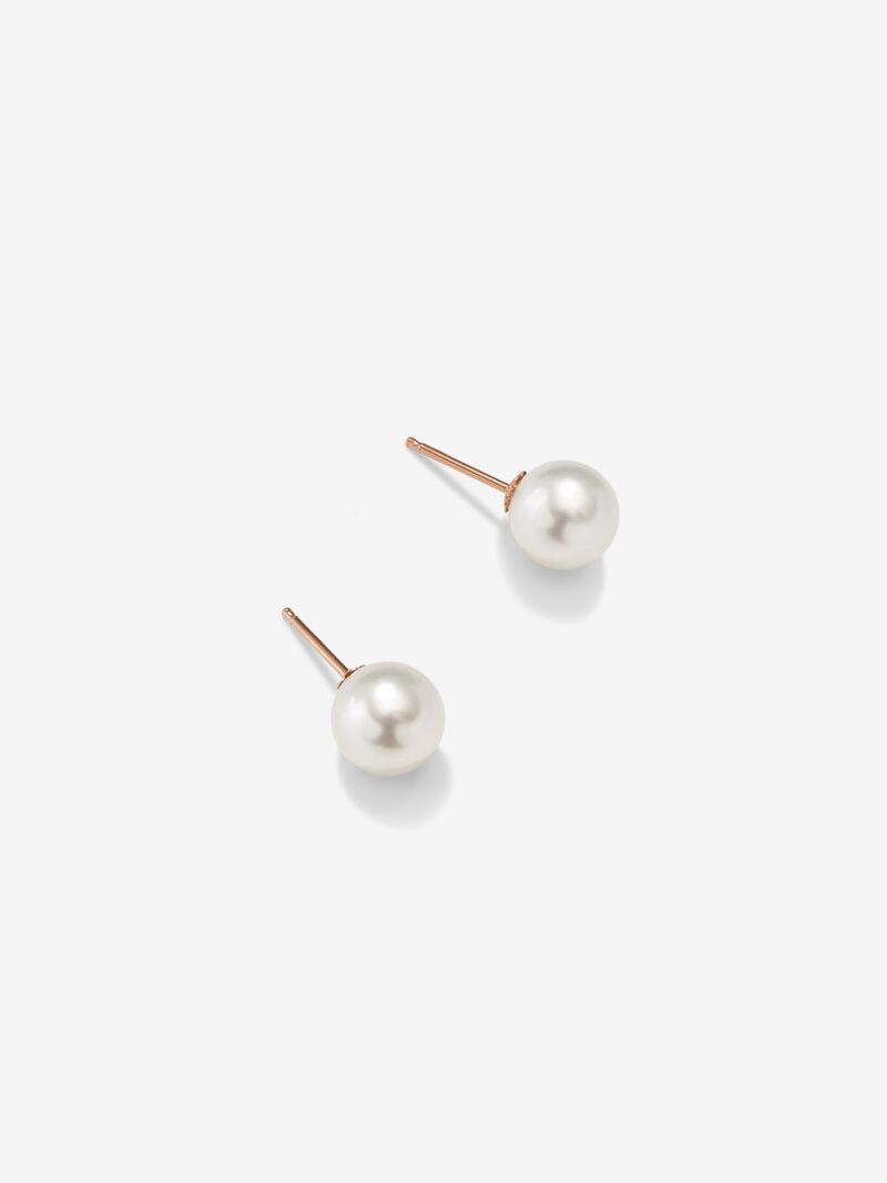 18k Rose Gold Button Earring with 10mm Australian Pearl image number 2