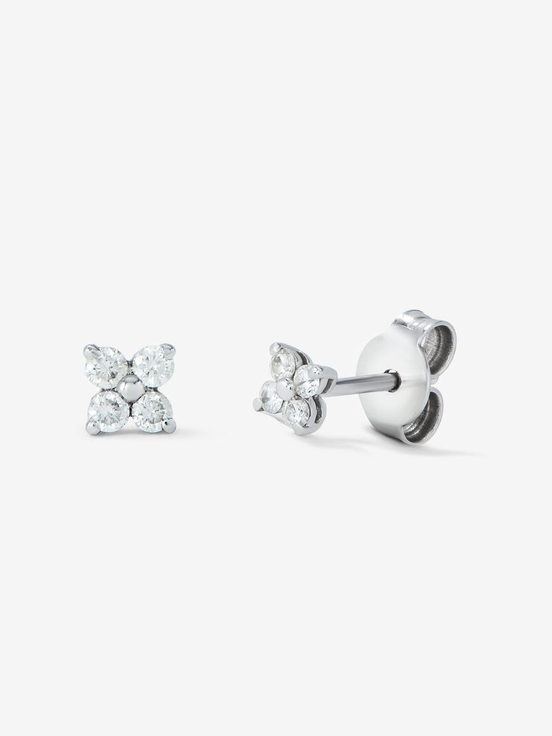 18K white gold flower earrings with diamonds image number 0