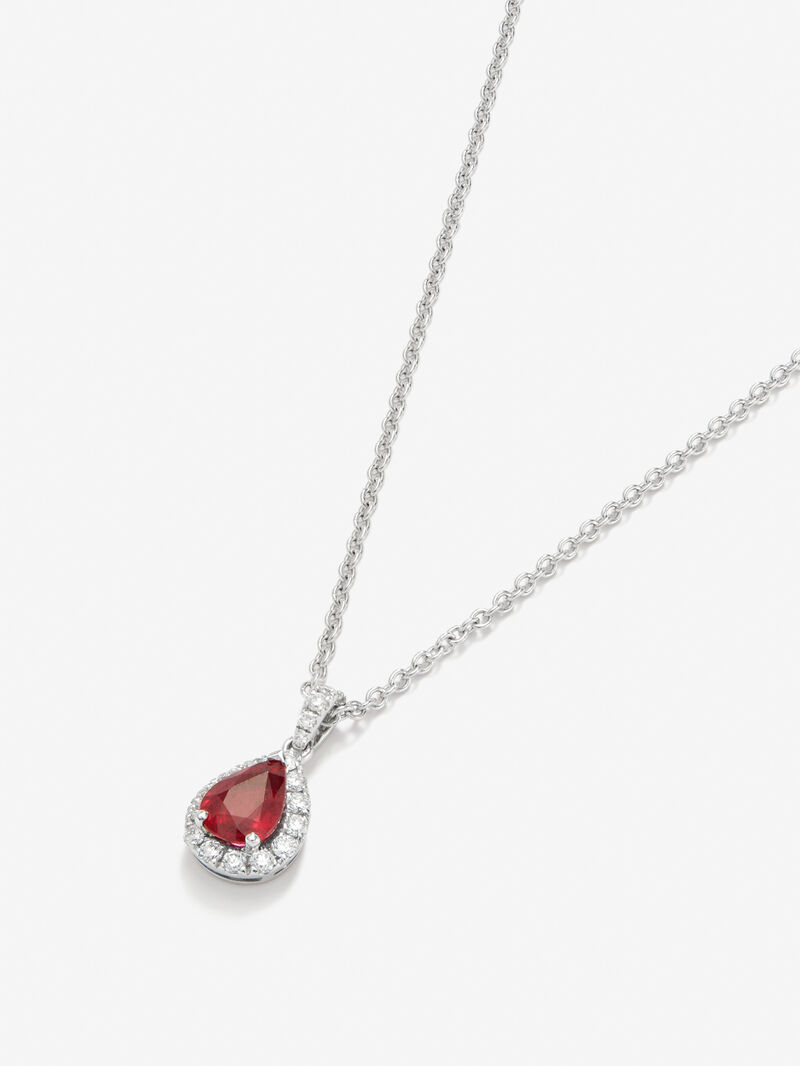 18K white gold pendant with intense red ruby ​​in 0.88 cts and diamonds 0.48 cts image number 2