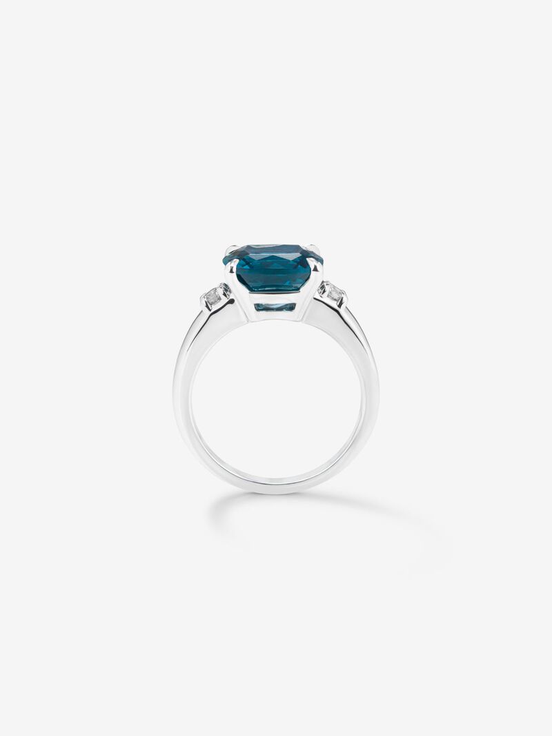925 silver triple ring with cushion-cut London blue topaz of 5.08 cts and 2 brilliant-cut diamonds with a total of 0.12 cts image number 4