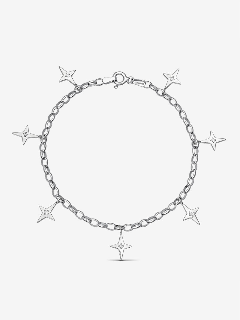 Silver star bracelet with diamonds image number 0