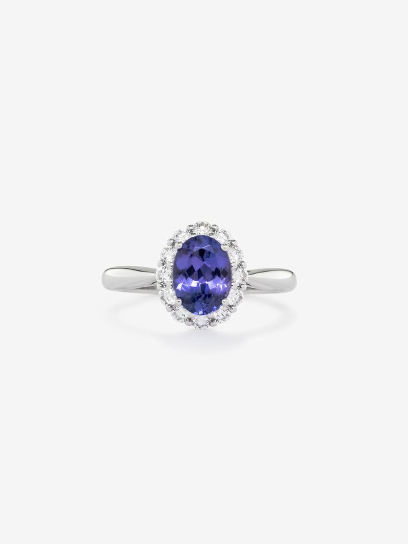 18K White Gold Rosette Ring with Tanzanite and Diamond image number 2