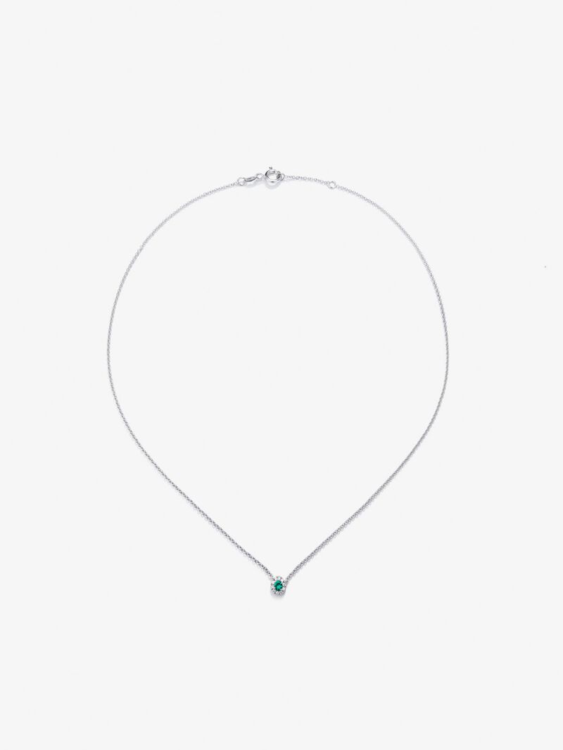 18K white gold pendant with 0.33 ct brilliant-cut emerald and 0.09 ct brilliant-cut diamonds image number 0
