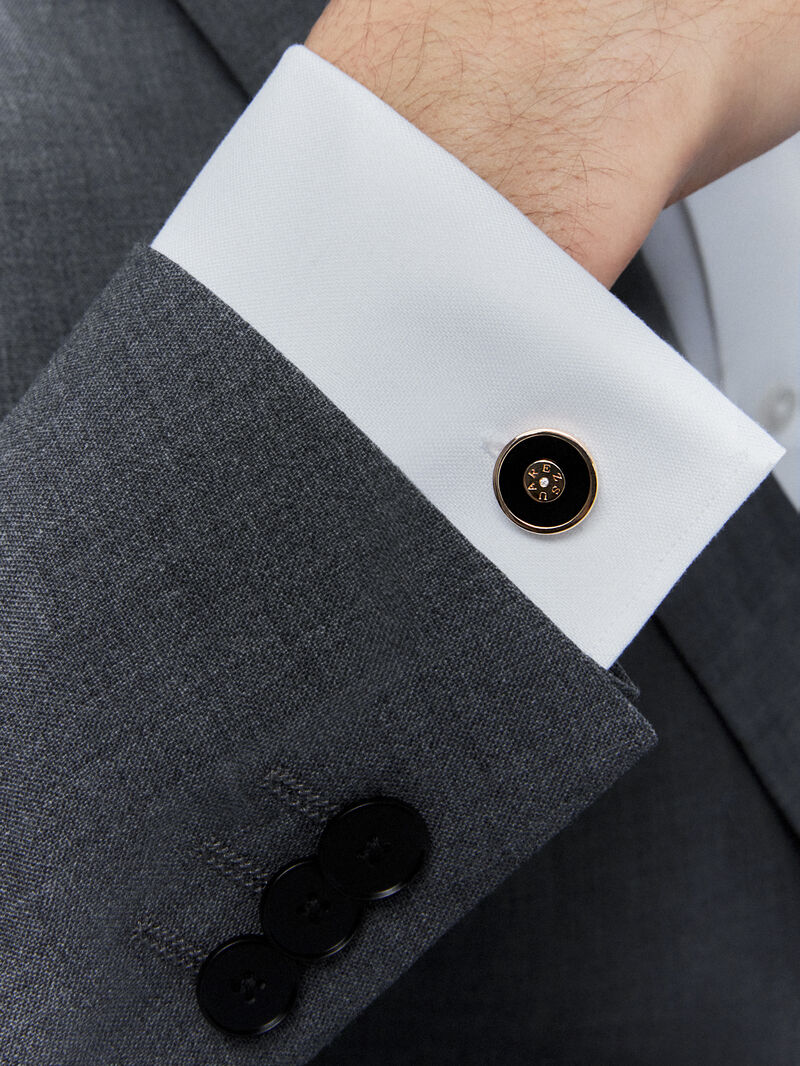 Rose Gold and Onyx Cufflinks image number 3