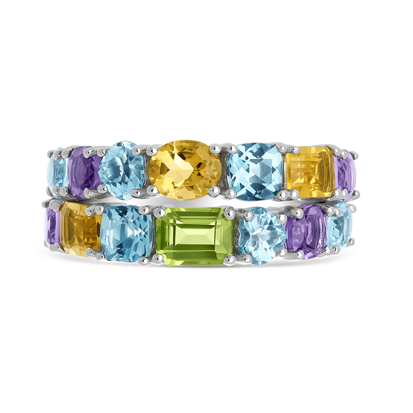 Double silver ring with multicolored stones, SO16008-AGMULT_V
