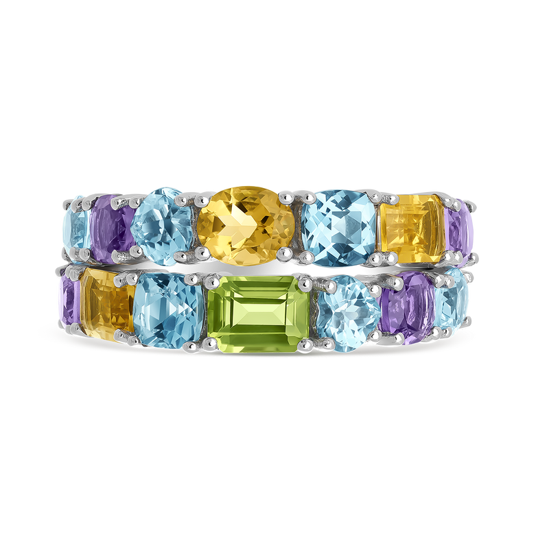 Anillo doble de plata con piedras multicolor, SO16008-AGMULT_V