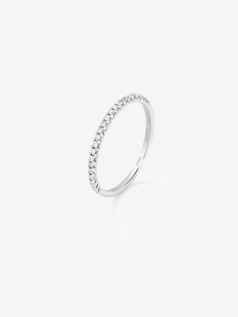 Half-band engagement ring made of 18K white gold with claw-set diamonds. image number 0
