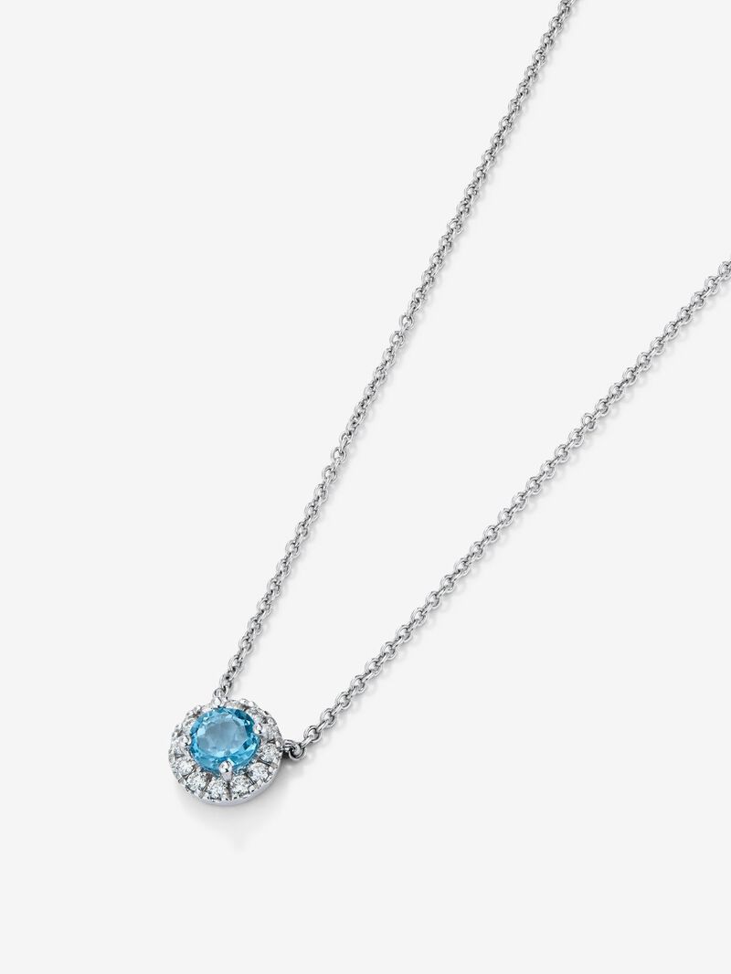 18K white gold pendant with blue swiss topaz 0.63 cts and 0.13 cts diamonds image number 2