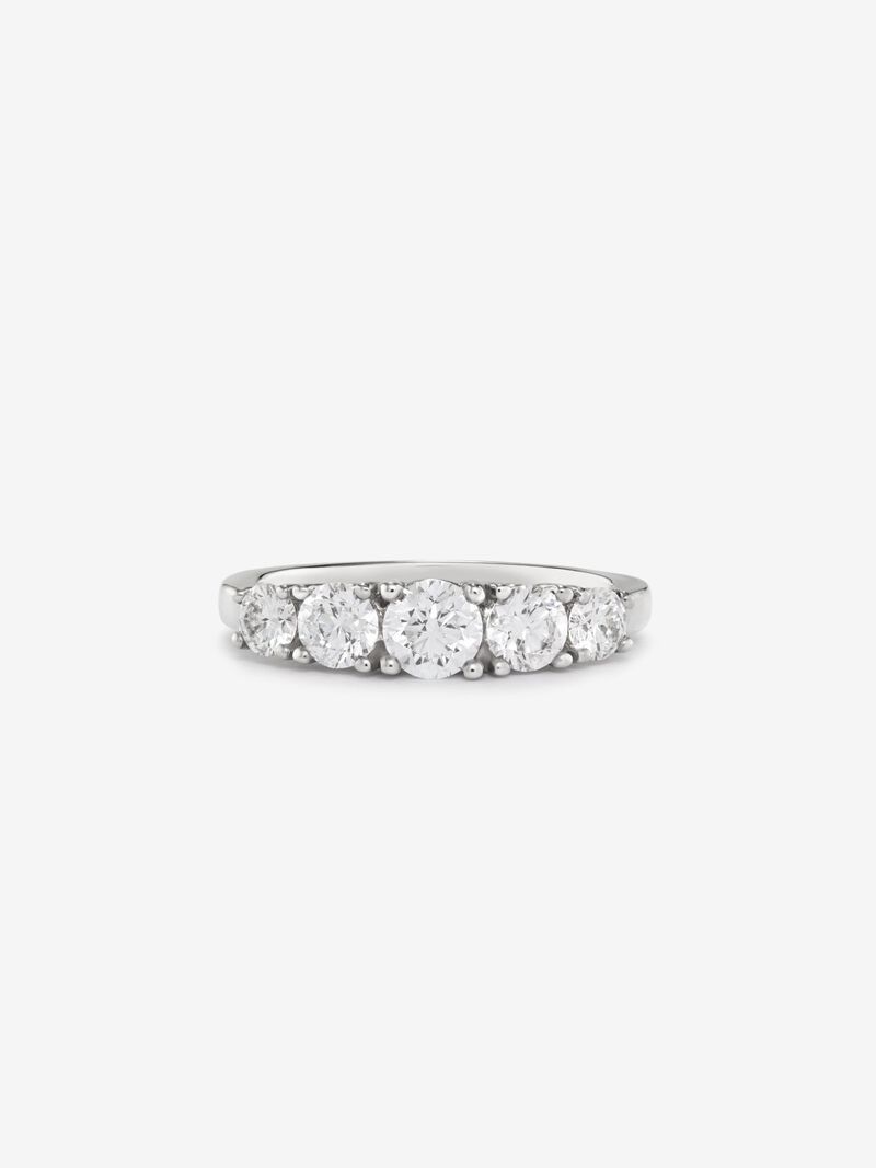 18K White Gold Cinquillo Ring with white 1.2 cts bright size size image number 2