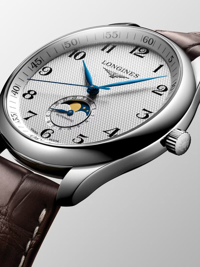 Stainless steel watch with brown alligator strap, sapphire crystal and automatic movement image number 1