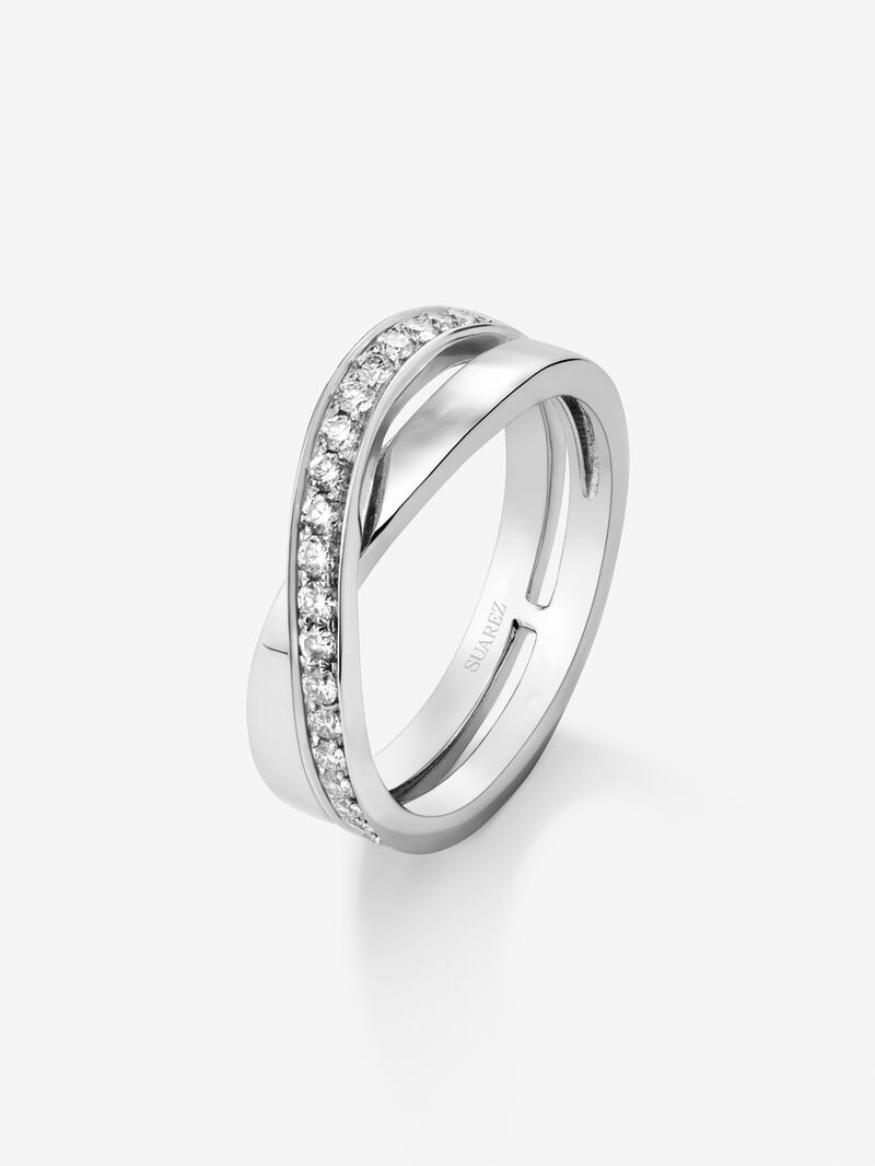 18K White Gold Double Diamond Ring image number 0