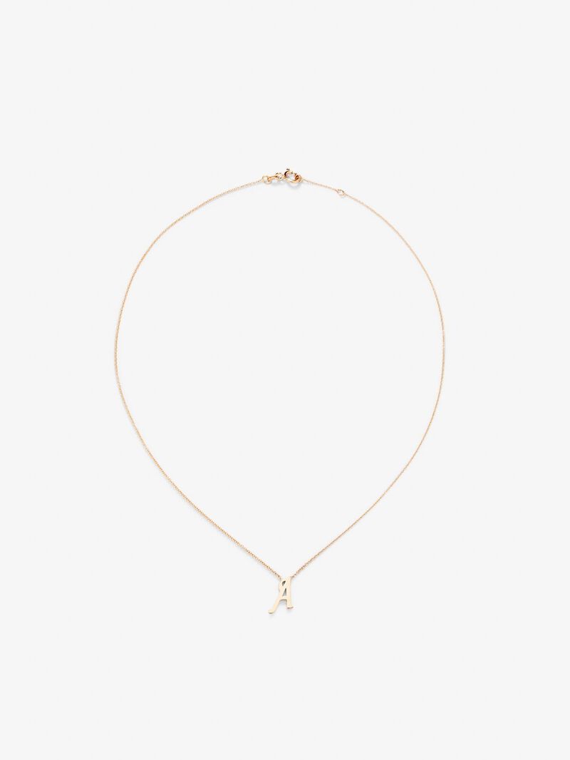 Pendant chain with initial A in 18K rose gold. image number 0