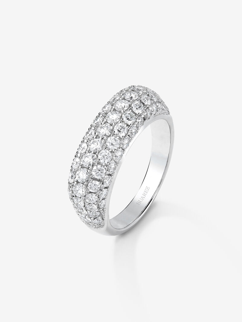 18K White Gold Ring with white diamond pavement in 1.6 cts bright size image number 0