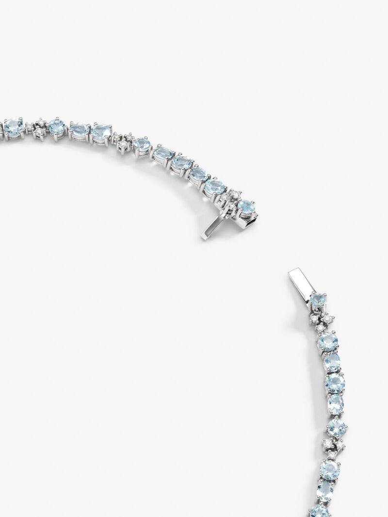 18K white gold necklace with blue aquamarines in 9.9 cts and white diamonds in bright 5.15 cts diamonds image number 2