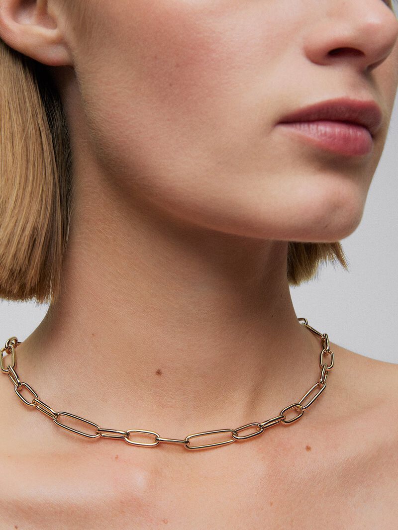 Medium link necklace of 18K yellow gold image number 3