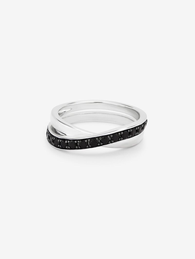 927 Silver Crossed Ring with Spinel Stones image number 2