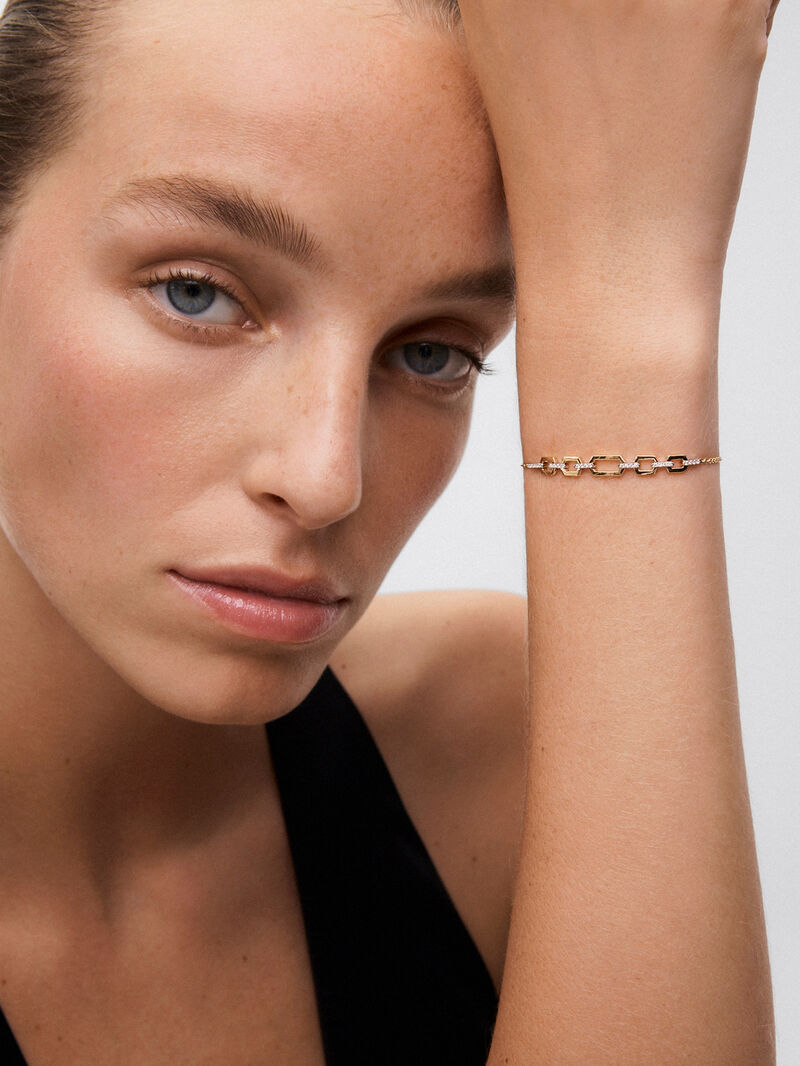 18K white and yellow gold bracelet with white diamonds of 0.12 cts image number 1