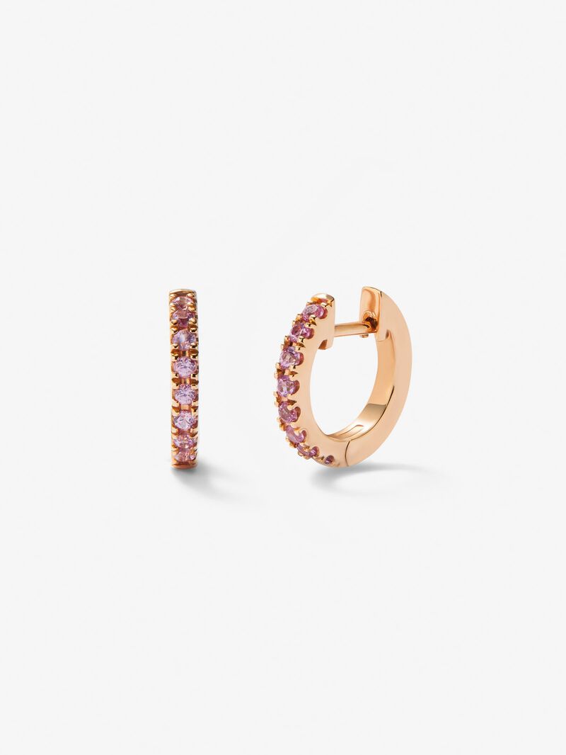 18K rose gold hoop earrings with 16 brilliant-cut pink sapphires with a total of 0.23 cts image number 0