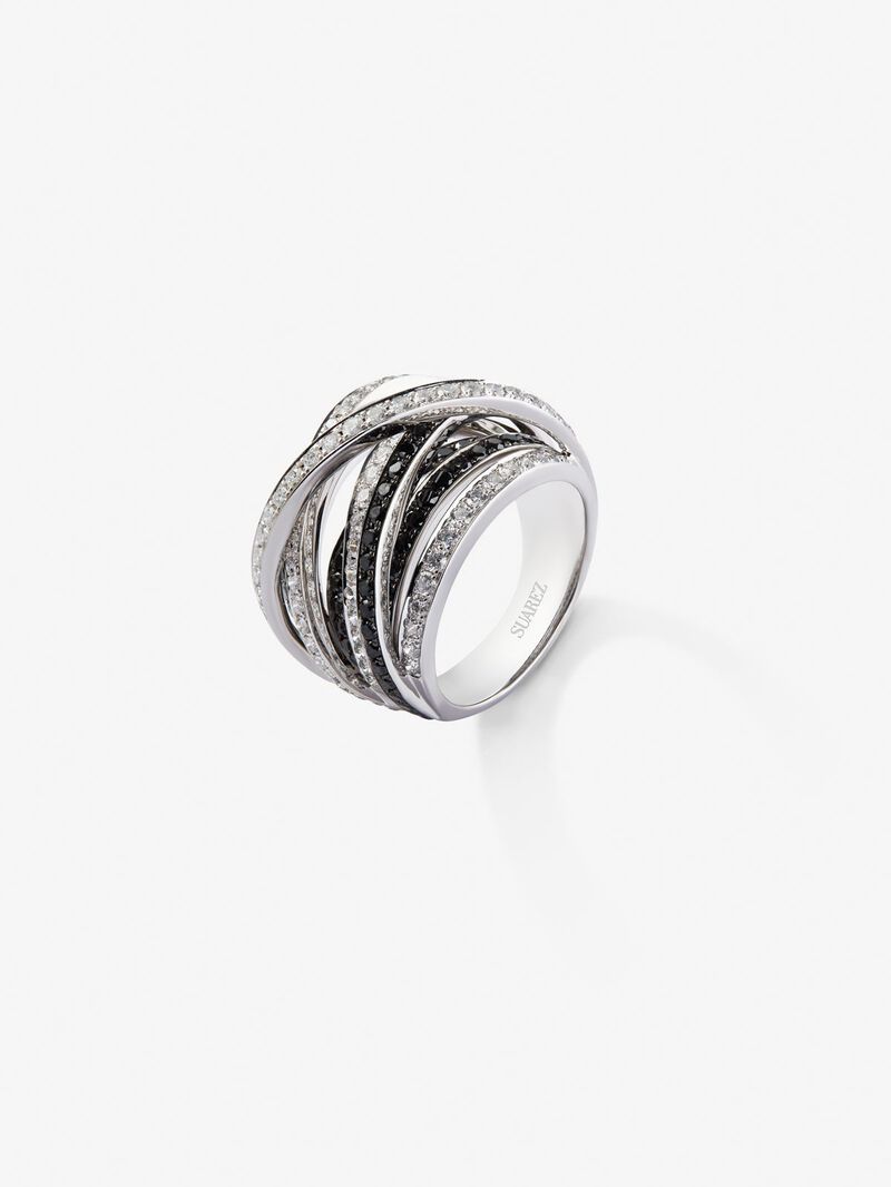 18K white gold multi-arm ring with 111 brilliant-cut white diamonds with a total of 2.67 cts and 74 brilliant-cut black diamonds with a total of 1.15 cts image number 0