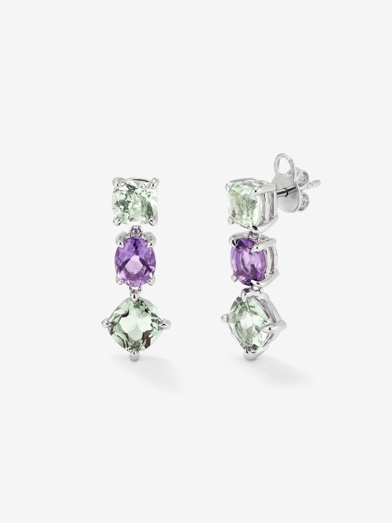 925 silver earrings with green and dwelling in size Cushion and Oval of 5.94 CTS image number 0