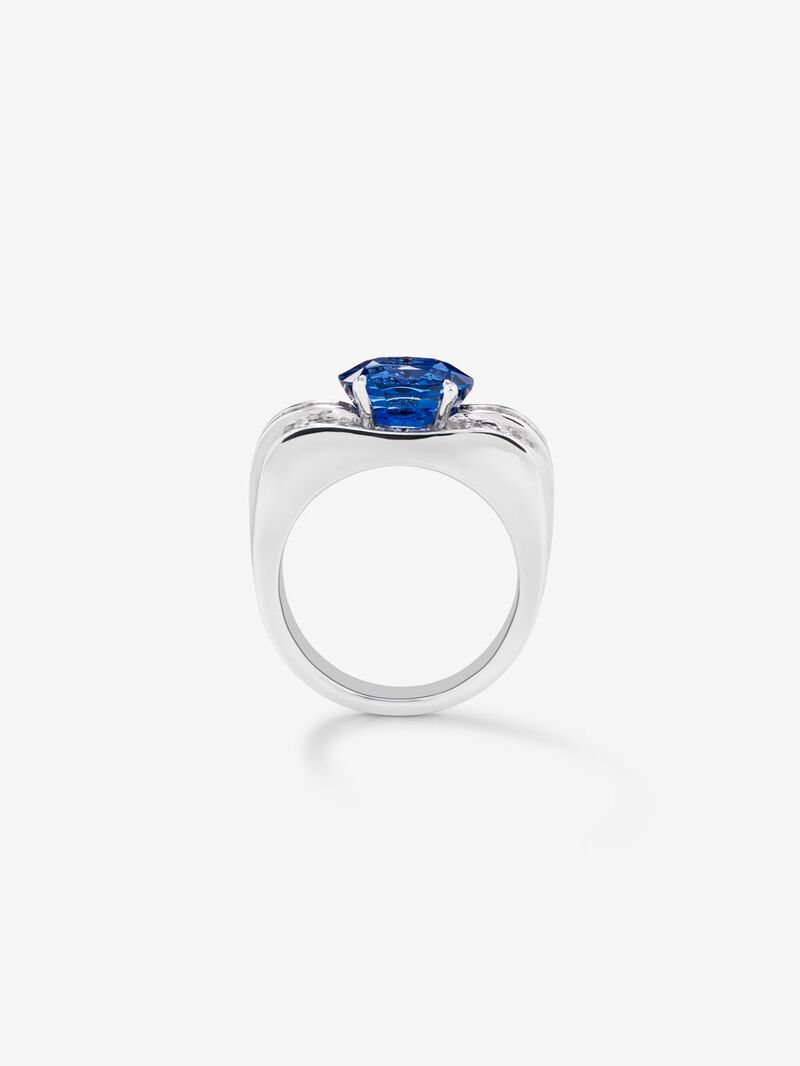 18K White Gold Ring with Blue Sapor image number 4