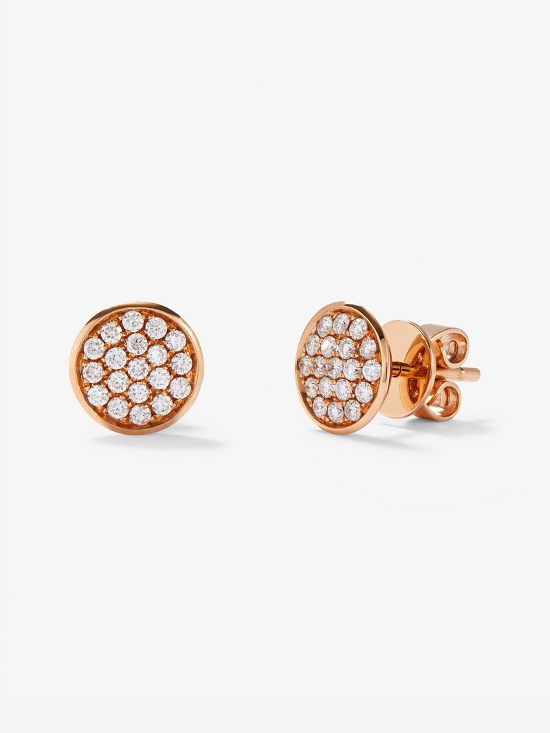 18K rose gold earrings with 2 10mm pearls and 38 brilliant-cut diamonds with a total of 0.33 cts image number 0