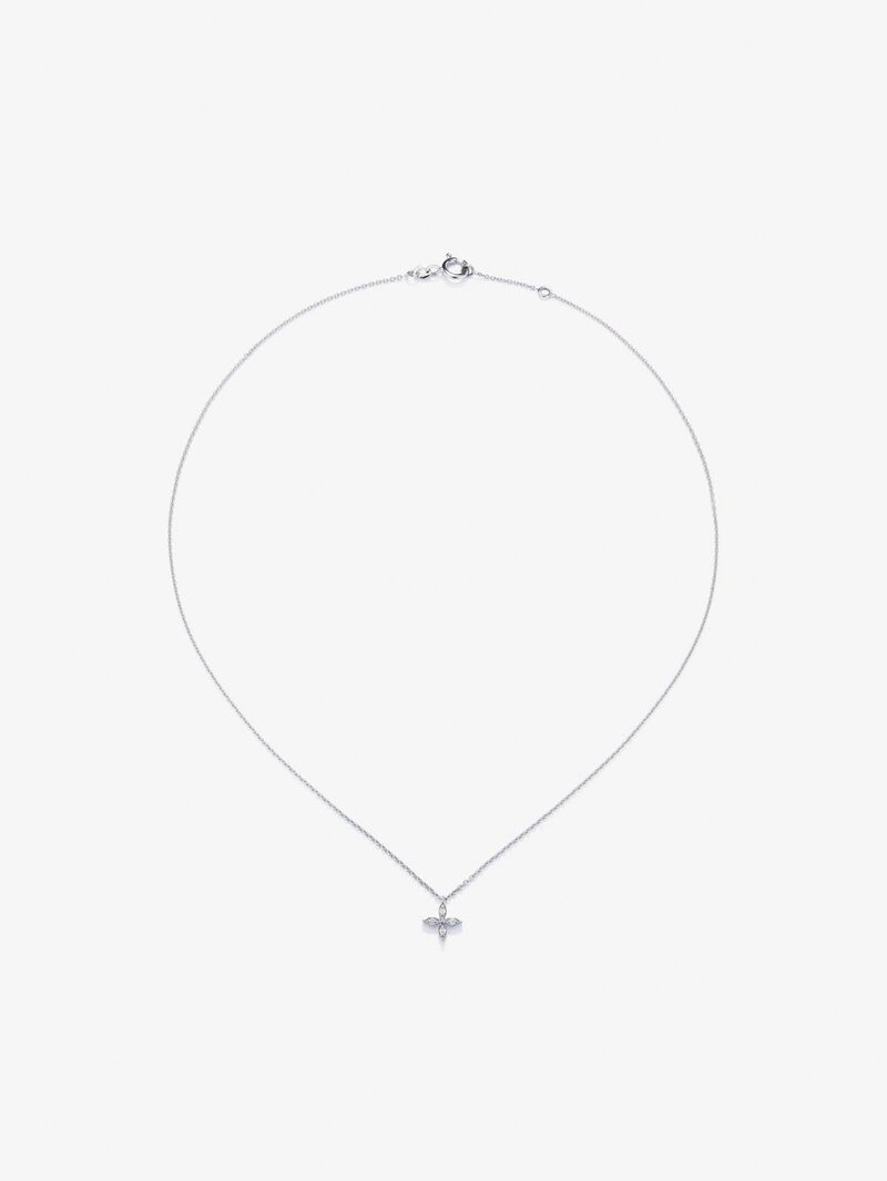 18K White gold pendant chain with diamond. image number 0