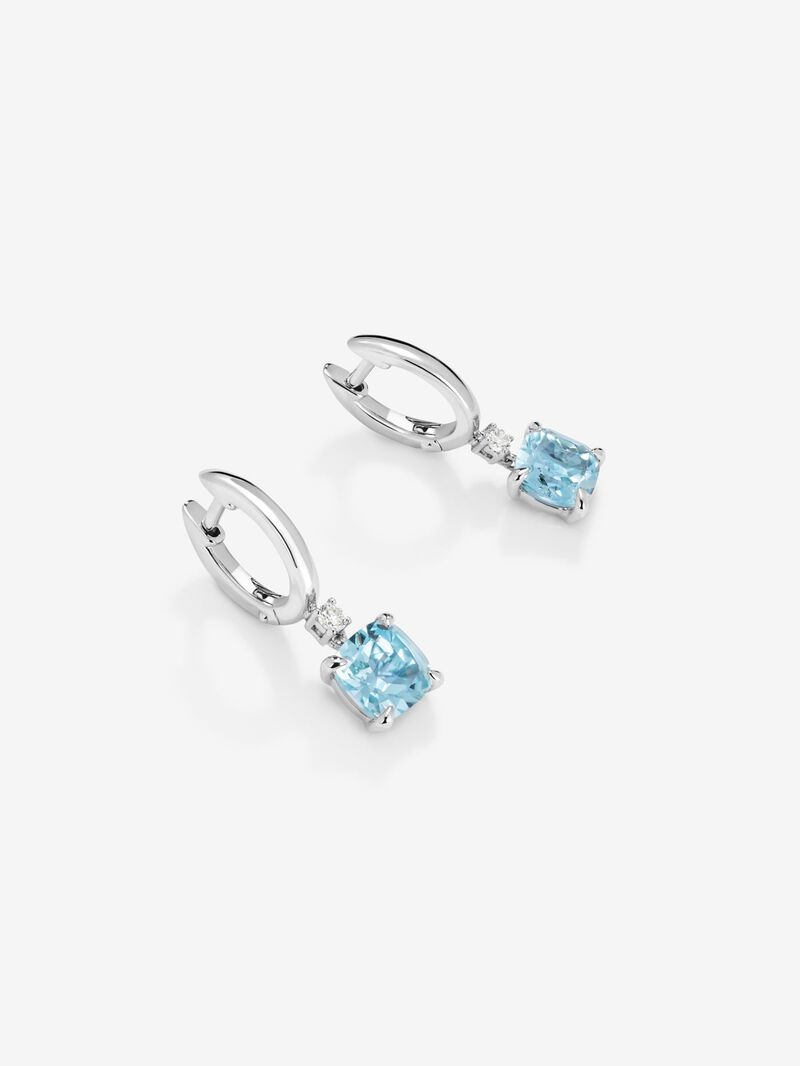 925 Silver hoop earrings with hanging topaz image number 2